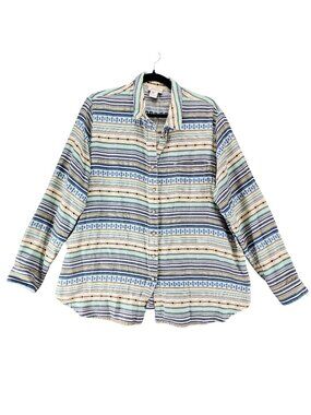 Ariat Shirt Womens XXL Multicolor Sarape Stripe Long Sleeve Button Up